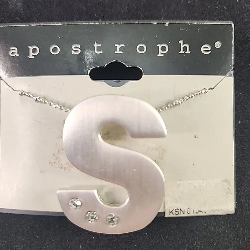Necklace Letter -S- Initial With 3 Stones Pendant On 22
